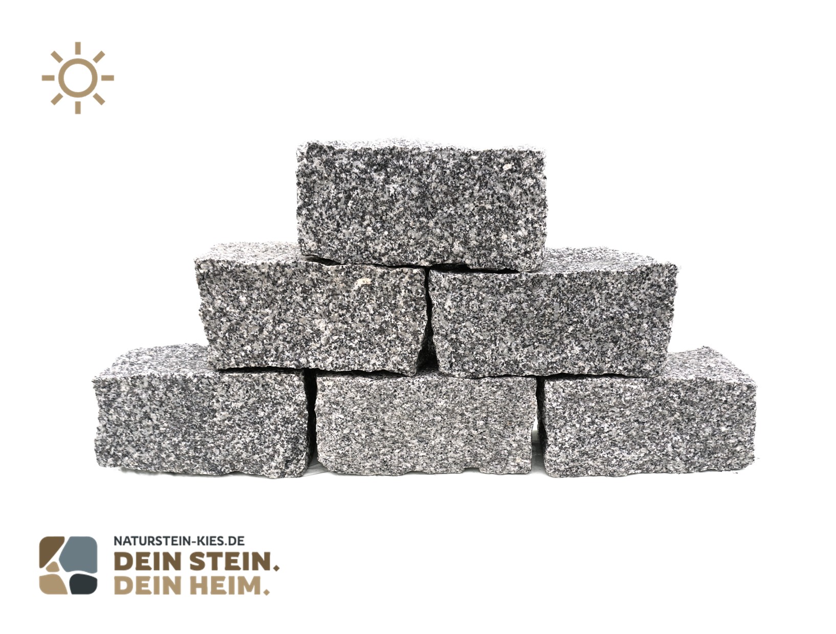 Granit Mauerstein grau gespalten