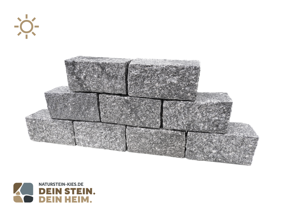 Granit Mauerstein grau gespitzt