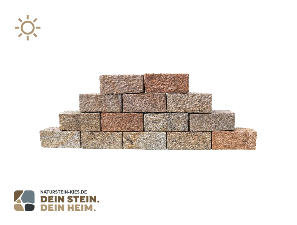 Granit Mauersteine gelb gespitzt