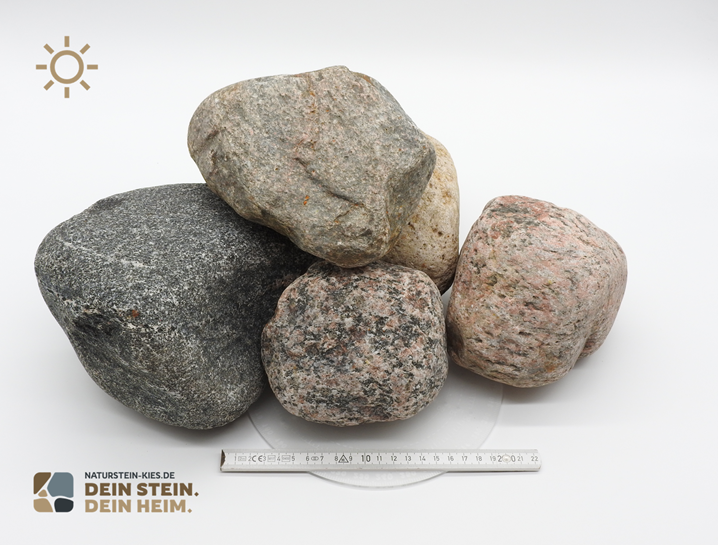 Granit Findling / gerundet bunt 150/250